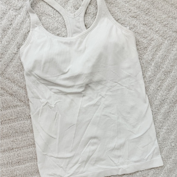 lululemon White Ribbed Ebb to Steet Tank Top - Size 8 - Picture 2 of 5